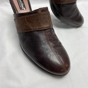BeautiFeel Clog 3.5" Heeled Mule Brown Leather Women's Size 10 Eur 41